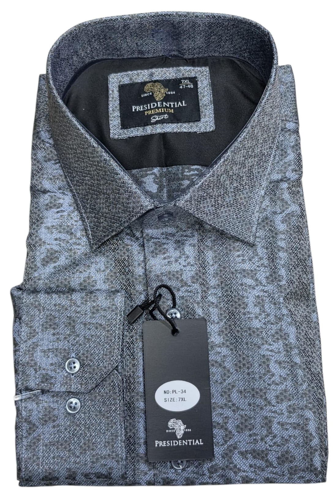 Presidential Premium Men's Textured Gray Luxury Long-Sleeve Shirt
